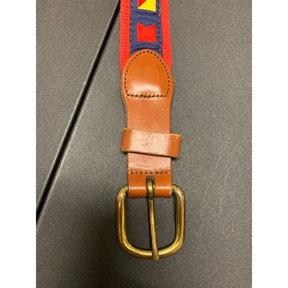 Mens Teens Leather Man LTD Belt Nautical Code Flag Leather Fabric Canvas Size 28